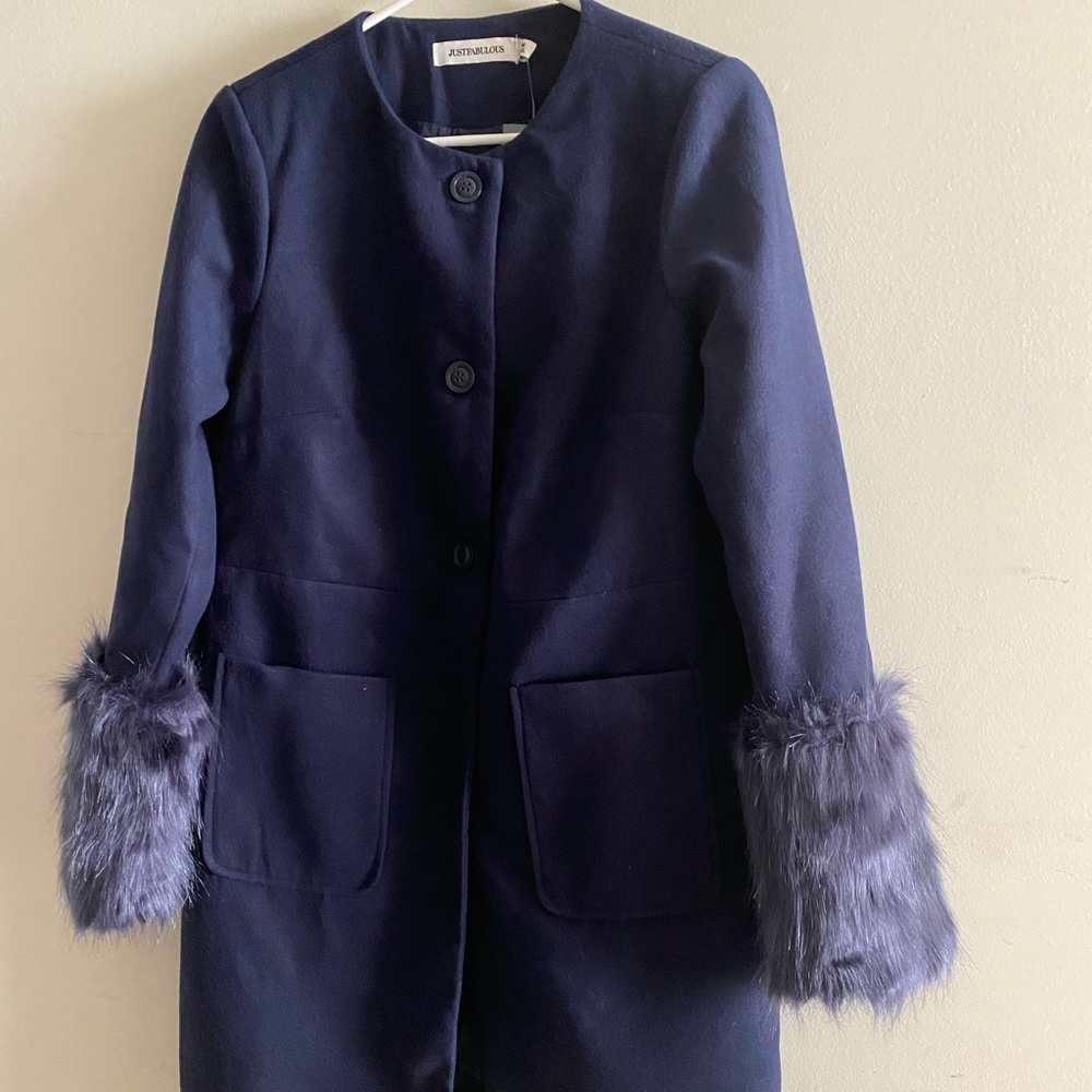 Coat light   Royal Blue Faux Fur